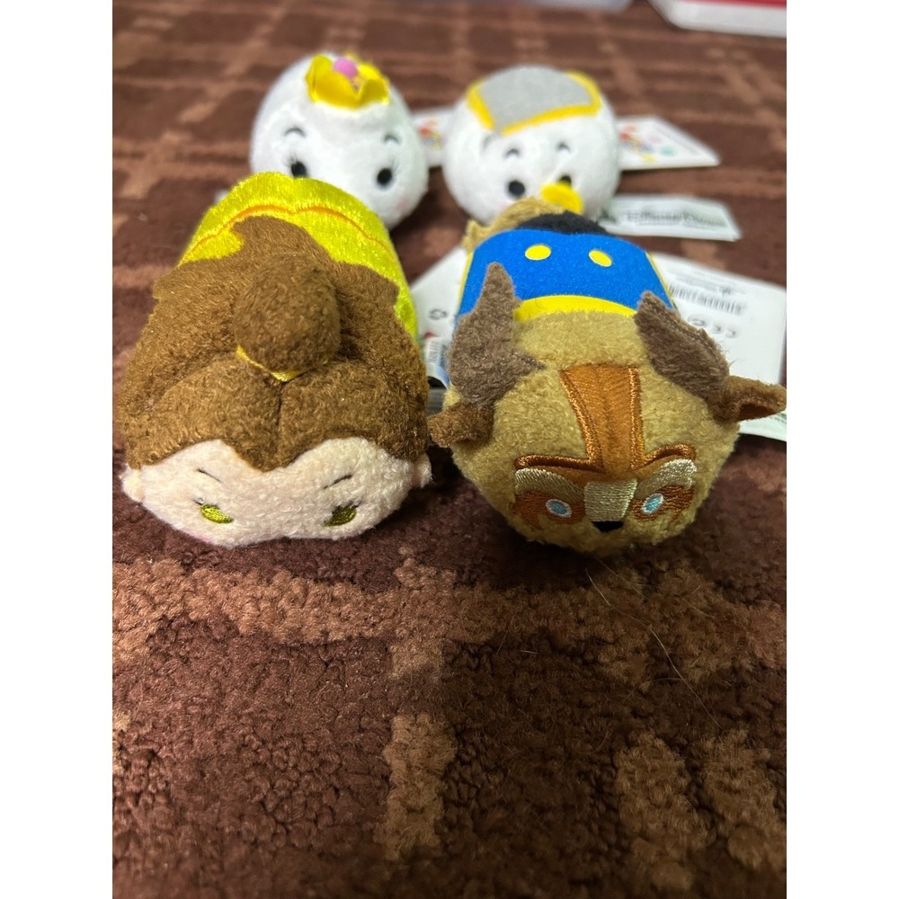 Disney Tsum Tsum Beauty and the Beast:‎ Belle, Beast, Mrs Potts,Chip  Lot of 4